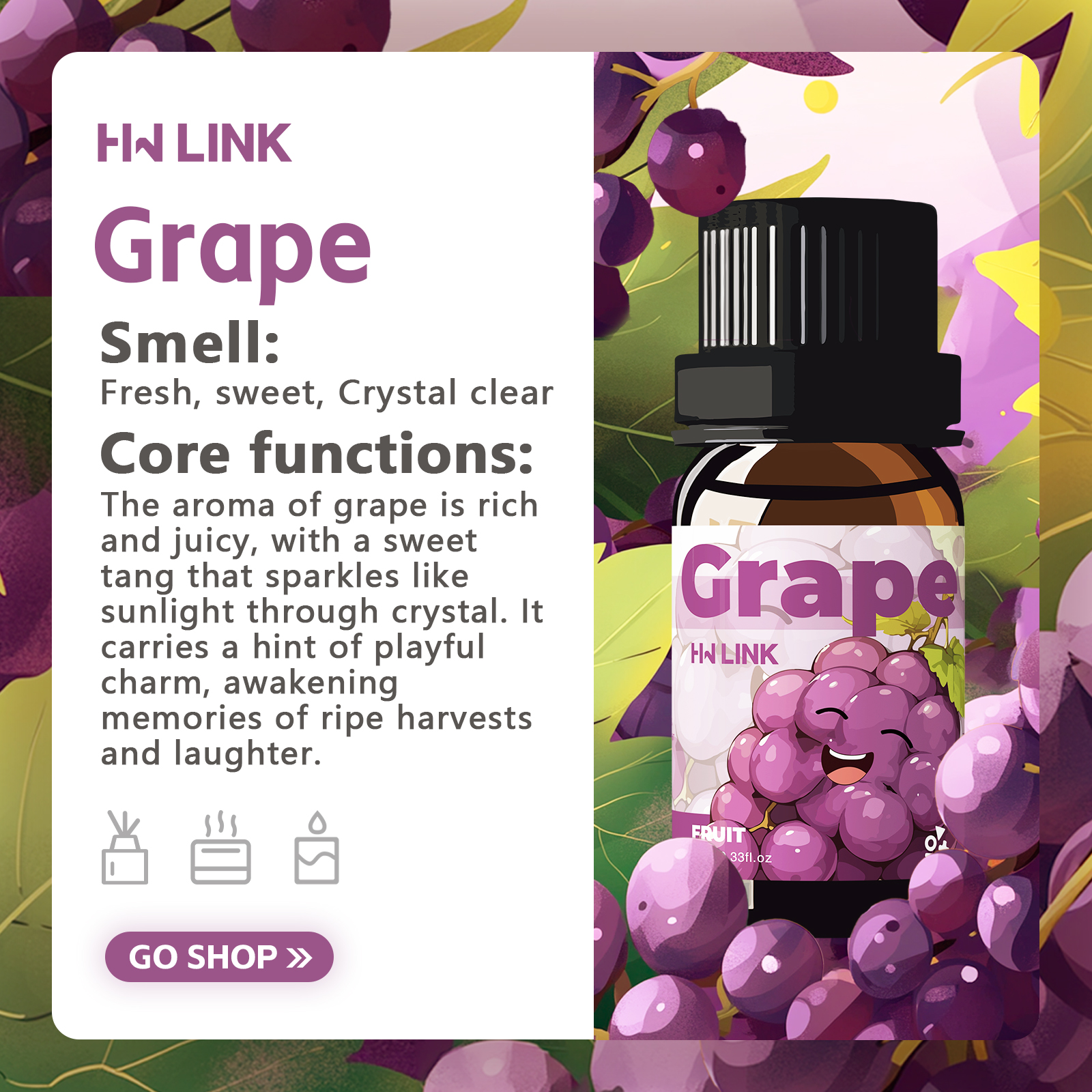 Grape Essential Oil 10ml Perfu – обзор и цена Home Fragrance And Diffuser
